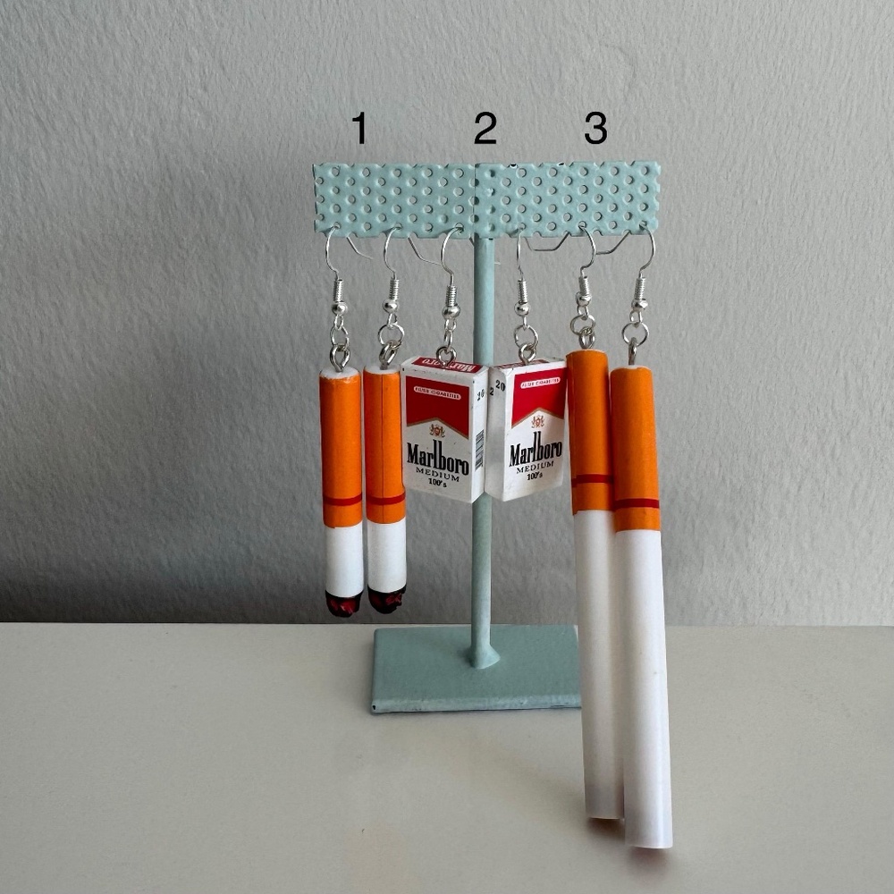 Cigarette Box Drop Earrings